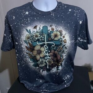 Gildan Soft style Bleached‎ Tee, Floral Faith Graphic Bleached Tees